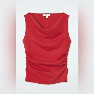 COS Cowl Neck Red Sleeveless Top